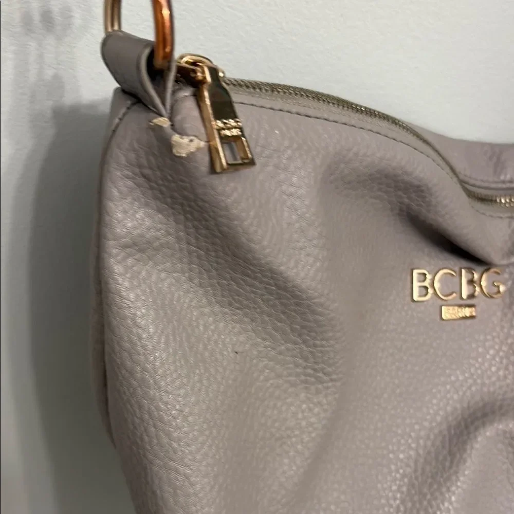 BCBG Paris Gray Cosmetic Case with Textured Leather Finish